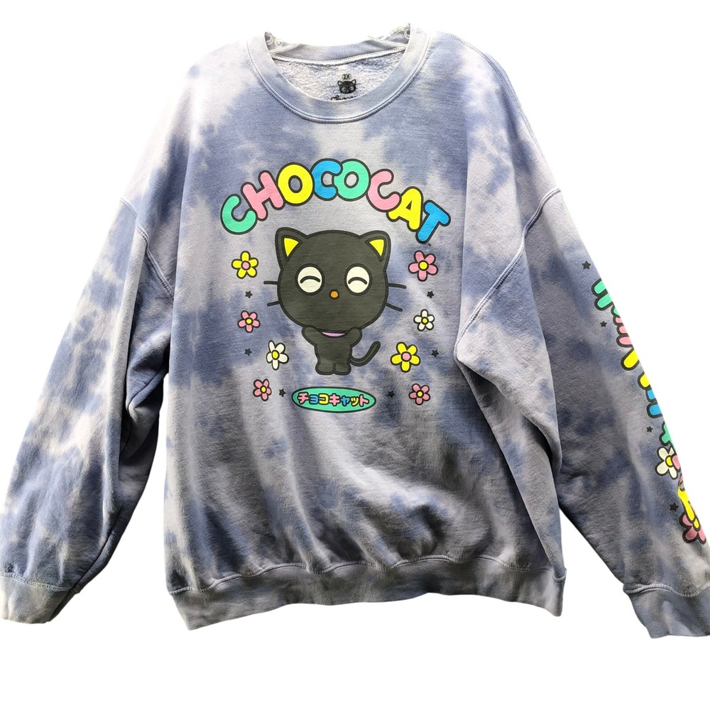 Sanrio Chococat Pullover Sweatshirt Womens 2X Purple Tie Dye Crewneck Japanese
